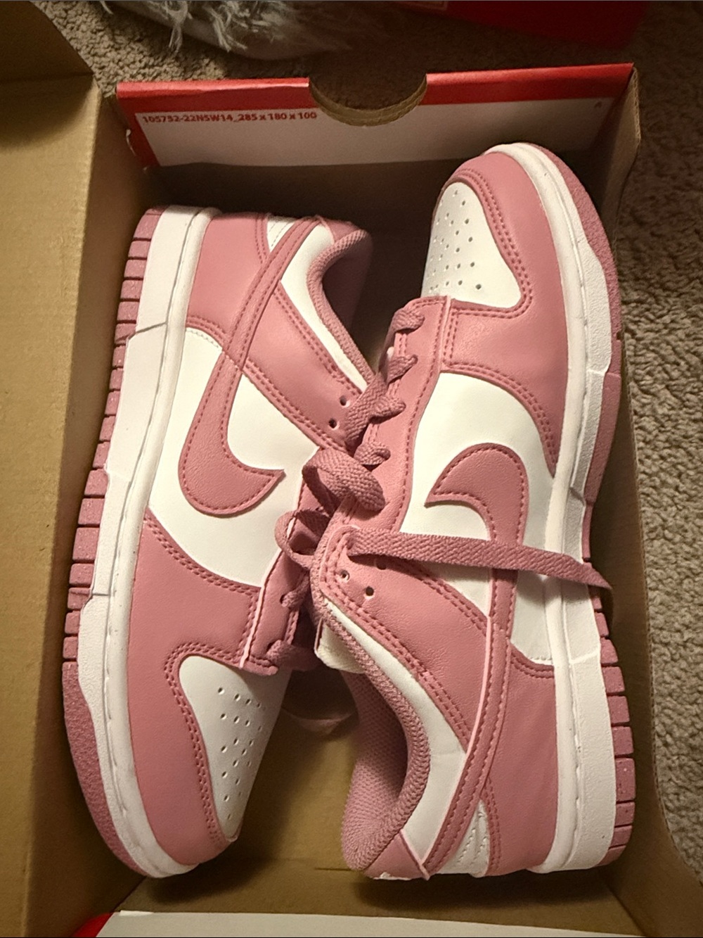 Nike Pink and White Low Top Athletic Shoes